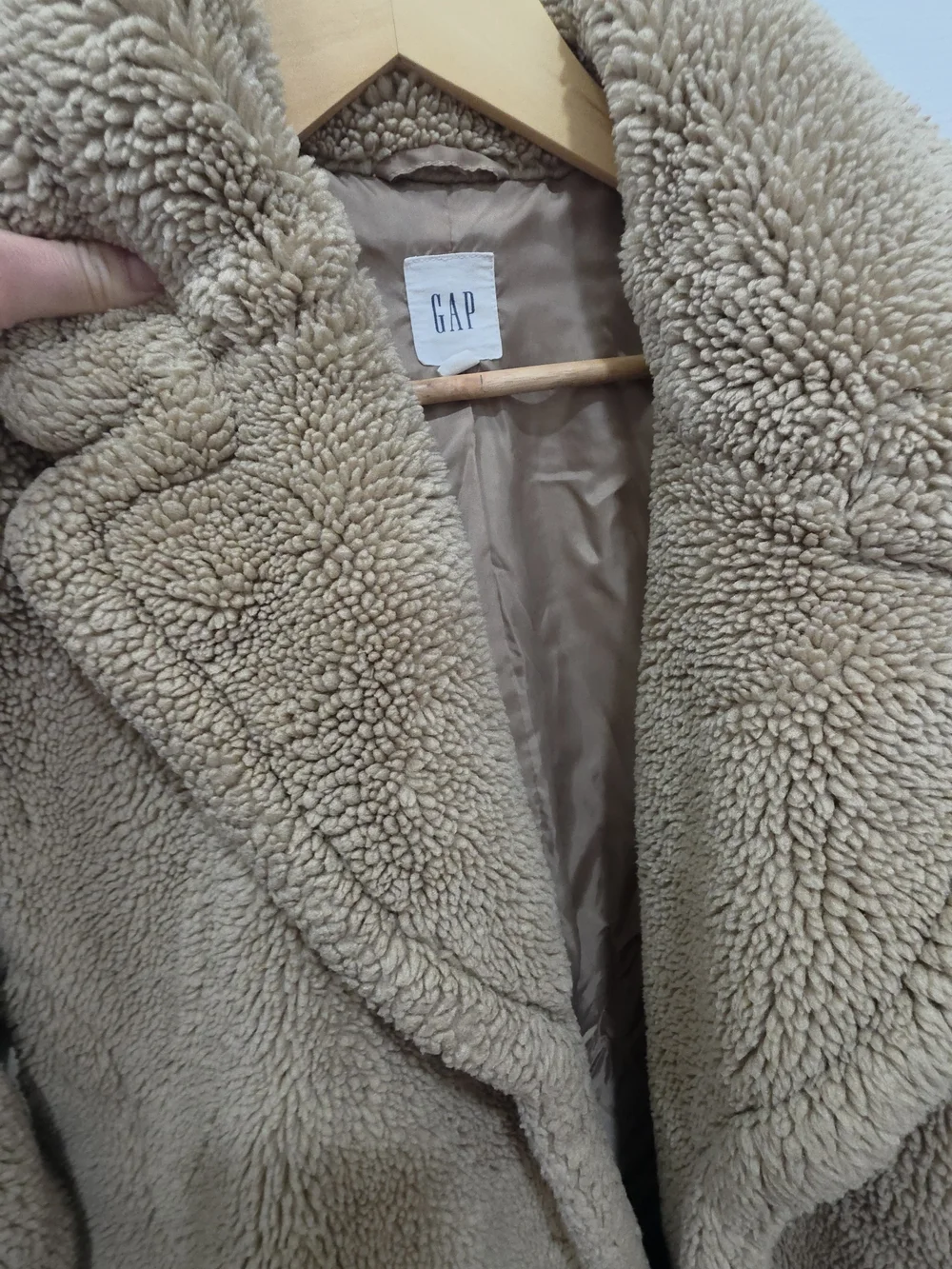 GAP Women's Sherpa Coat in Blonfe - Cozy Oversized Button Jacket, Size Large